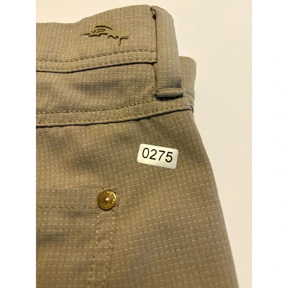 Tommy Bahama Boracay Pant Men 35x30 Khaki Textured Stretch Straight Leg 5-Pocket